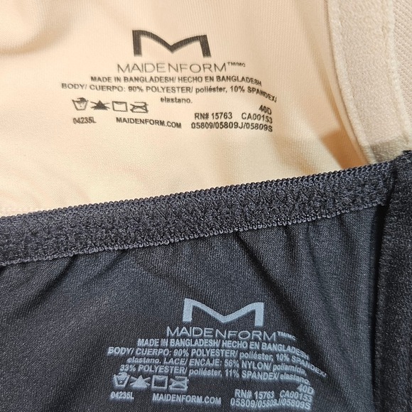 Maidenform Push Up Bra 2 Pack Black Nude Convertible Straps Size 40D Floral Lace - Picture 5 of 8